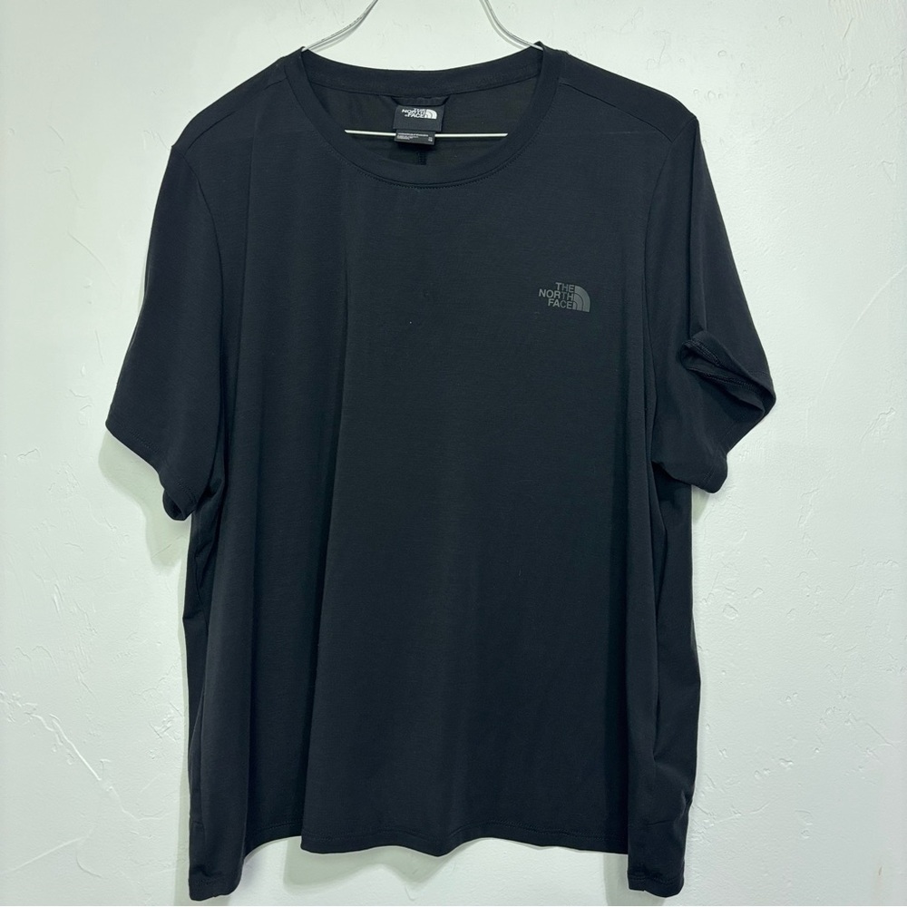 The North Face Women's Black Short Sleeve T Shirt Activewear Faux Tie Back XL